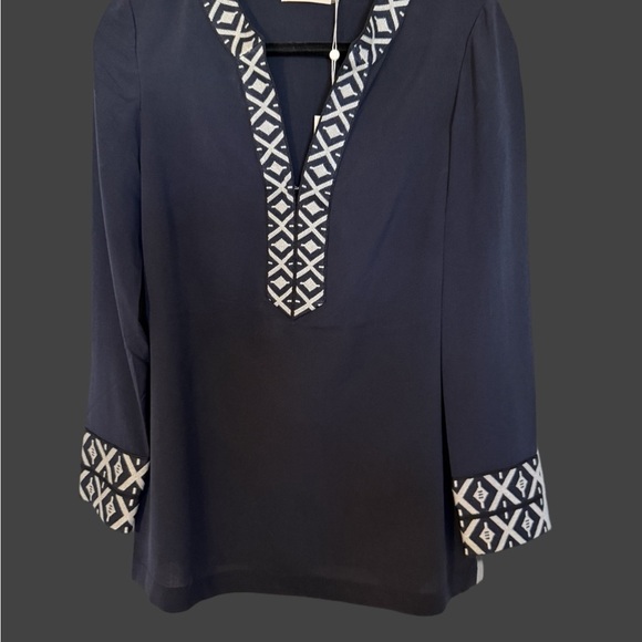 Tory Burch Dark Blue Tunic with Patterned Trim size 4 - Picture 10 of 10